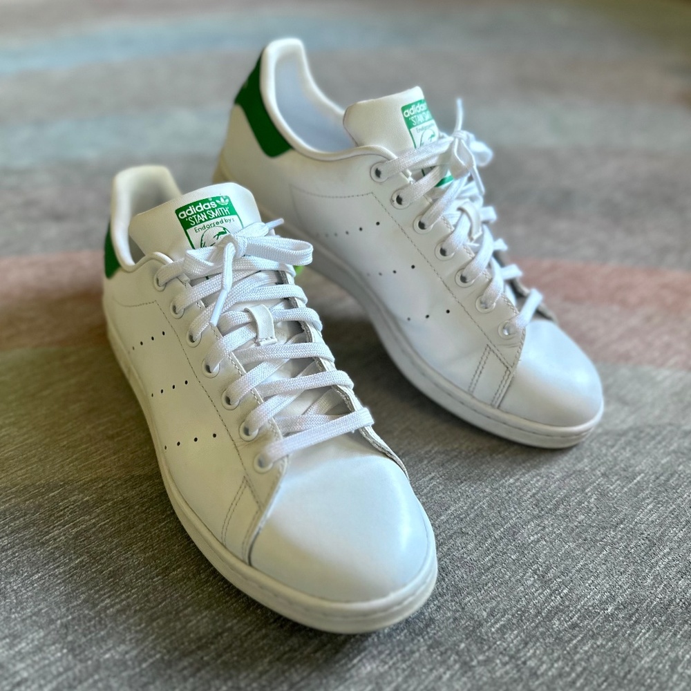 Adidas Originals Men's Stan Smith Leather Sneaker, white/green